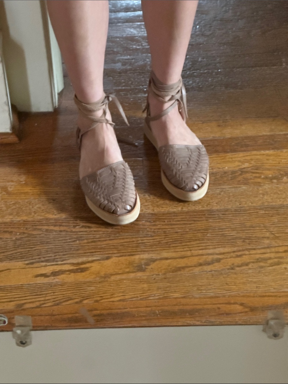 Maryam Nassir Zadeh Taupe Woven Ankle-Tie Espadrilles